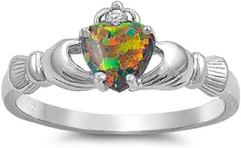CloseoutWarehouse Simulated Emerald Cubic Zirconia Claddagh Benediction Ring Sterling Silver (Color Options, Sizes 3-15) in Saudi Arabia