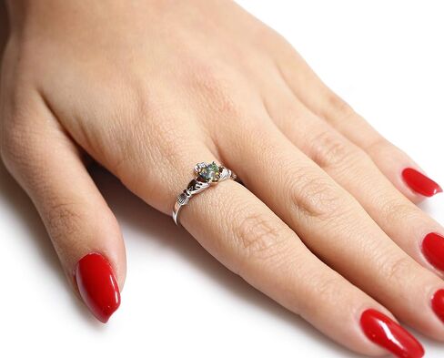 CloseoutWarehouse Simulated Emerald Cubic Zirconia Claddagh Benediction Ring Sterling Silver (Color Options, Sizes 3-15) in Saudi Arabia
