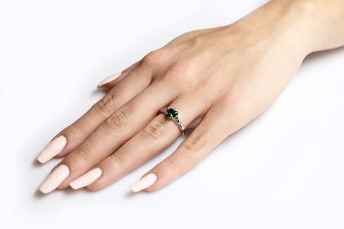 CloseoutWarehouse Simulated Emerald Cubic Zirconia Claddagh Benediction Ring Sterling Silver (Color Options, Sizes 3-15) in Saudi Arabia