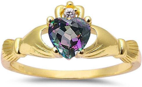 CloseoutWarehouse Simulated Emerald Cubic Zirconia Claddagh Benediction Ring Sterling Silver (Color Options, Sizes 3-15) in Saudi Arabia