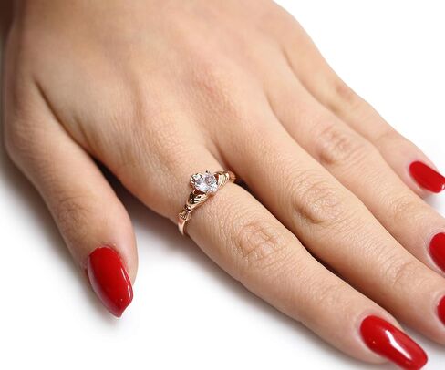 CloseoutWarehouse Simulated Emerald Cubic Zirconia Claddagh Benediction Ring Sterling Silver (Color Options, Sizes 3-15) in Saudi Arabia