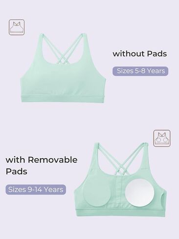 Haloumoning Girls Training Bra Kids Strappy Scoop Neck Bras Yoga Sports Comfort Dance Crop Top 5-14 Years in Kuwait