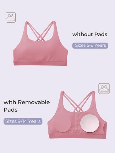 Haloumoning Girls Training Bra Kids Strappy Scoop Neck Bras Yoga Sports Comfort Dance Crop Top 5-14 Years in Kuwait