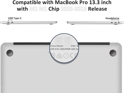 بالنسبة إلى MacBook Pro 13 Inch Case 2025-2023 M2 2022-2016 M1 A2338/A2289/A2251/A2159/A1989/A1708/A1706 ، غلاف قشرة صلبة قوية مع الشاشة ولوحة مفاتيح شريط اللمس ، in Kuwait