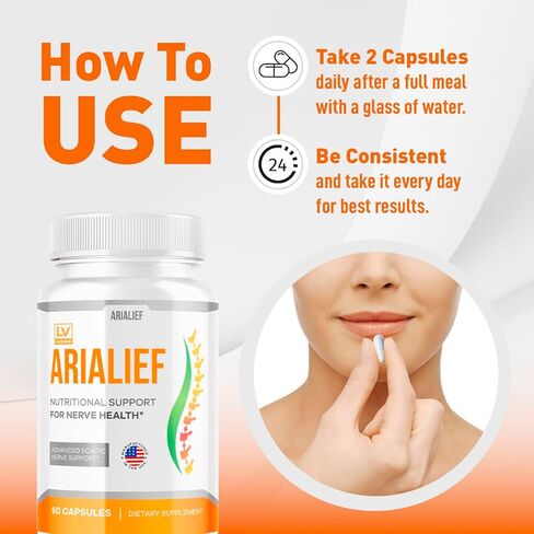 (2 عبوة) كبسولات arialief لعرق النسا ، الدعم الغذائي الأرياليف لصحة الأعصاب ، Arialeaf Prime Palm Sciatica ، Aria Leaf Primepalm Aria Lief Vitamin ، شهرين in Kuwait