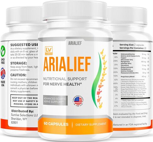 (2 عبوة) كبسولات arialief لعرق النسا ، الدعم الغذائي الأرياليف لصحة الأعصاب ، Arialeaf Prime Palm Sciatica ، Aria Leaf Primepalm Aria Lief Vitamin ، شهرين in Kuwait