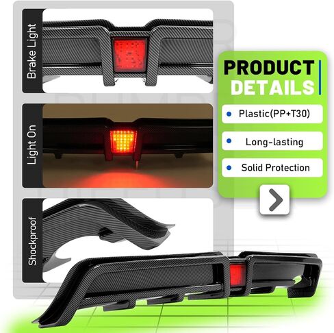 Rear Bumper Diffuser Compatible with 2006-2011 Honda Civic 4 Door Sedan Rear Lower Bumper Lip Splitter Valance with LED Brake Light Bumper Spoiler Carbon Fiber Color in Saudi Arabia