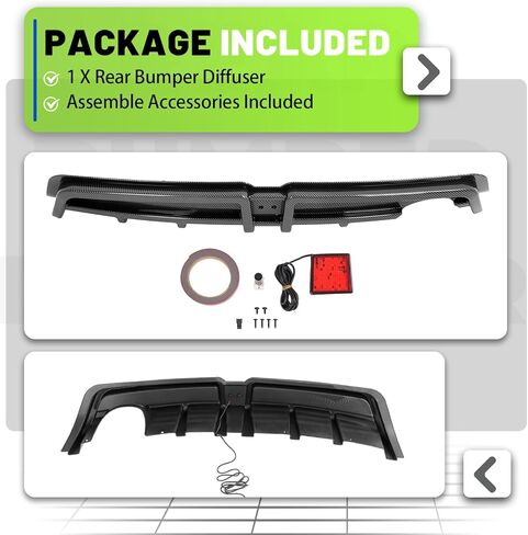 Rear Bumper Diffuser Compatible with 2006-2011 Honda Civic 4 Door Sedan Rear Lower Bumper Lip Splitter Valance with LED Brake Light Bumper Spoiler Carbon Fiber Color in Saudi Arabia