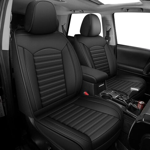 Seat Covers Custom Fit for Toyota 4Runner 2007-2024 2025: 5 Seats Full Set Seat Cushion Protectors Waterproof Leather Comfortable Breathable Compatible Airbag (Black, 5 Seats) in Kuwait