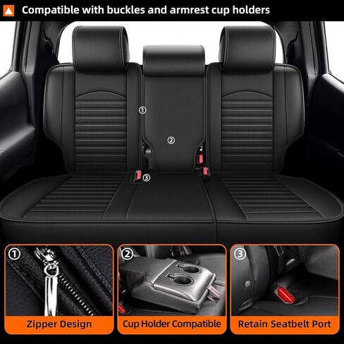 Seat Covers Custom Fit for Toyota 4Runner 2007-2024 2025: 5 Seats Full Set Seat Cushion Protectors Waterproof Leather Comfortable Breathable Compatible Airbag (Black, 5 Seats) in Kuwait