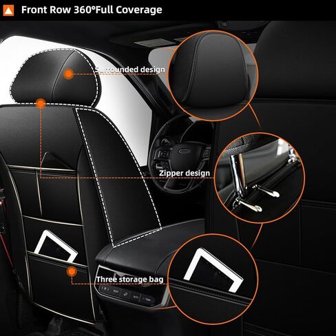 Seat Covers Custom Fit for Toyota 4Runner 2007-2024 2025: 5 Seats Full Set Seat Cushion Protectors Waterproof Leather Comfortable Breathable Compatible Airbag (Black, 5 Seats) in Kuwait