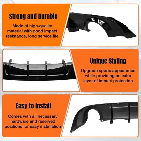 Rear Bumper Diffuser Lip, Compatible with 2015-2023 Dodge Charger Base & SXT, PP Matte Black Rear Lower Lip Valance Splitter in Kuwait