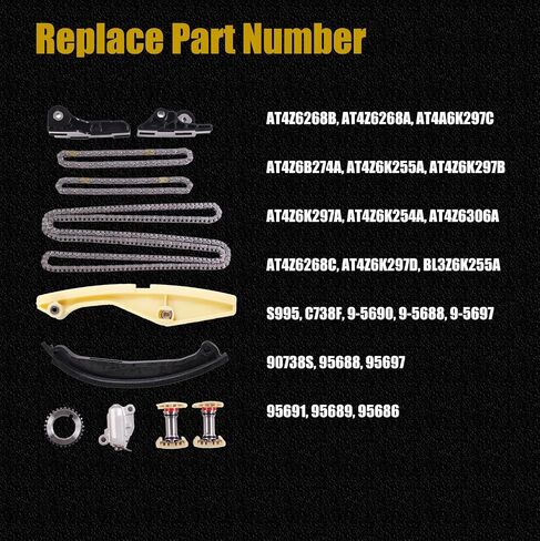 مجموعة سلسلة توقيت المحرك مع الموتر ودليل الملاءمة لفورد F-150 11-12 15-16 Edge Explorer Flex Mustang Taurus Transit ، لـ Lincoln MKS MKX MKZ 3.5L 3.7L DOHC استبدال 90738S in Saudi Arabia