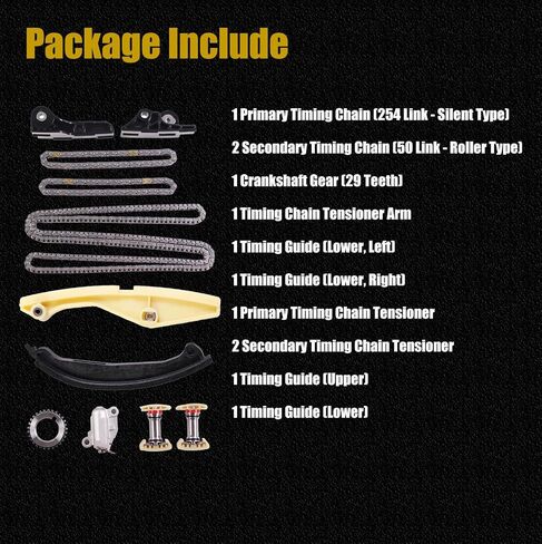 مجموعة سلسلة توقيت المحرك مع الموتر ودليل الملاءمة لفورد F-150 11-12 15-16 Edge Explorer Flex Mustang Taurus Transit ، لـ Lincoln MKS MKX MKZ 3.5L 3.7L DOHC استبدال 90738S in Saudi Arabia