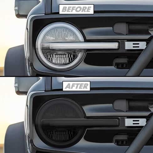 Slickmod Precut Vinyl Smoke Lint لعام 2021-2023 Ford Bronco Headlight (35 ٪ Smoke Light ، 1. المصباح الأمامي) in Saudi Arabia