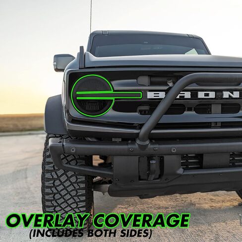 Slickmod Precut Vinyl Smoke Lint لعام 2021-2023 Ford Bronco Headlight (35 ٪ Smoke Light ، 1. المصباح الأمامي) in Saudi Arabia