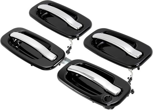 HECASA Door Handle Compatible with 1999-2007 Chevy Silverado Sierra 1500/2500/3500 Yukon Tahoe Replace for 15745149 15182419 15745141 15745140 w/Key Hole Painted+Chrome 4Pcs (Front&Rear,Left&Right) in Saudi Arabia