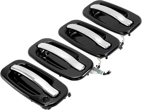 HECASA Door Handle Compatible with 1999-2007 Chevy Silverado Sierra 1500/2500/3500 Yukon Tahoe Replace for 15745149 15182419 15745141 15745140 w/Key Hole Painted+Chrome 4Pcs (Front&Rear,Left&Right) in Saudi Arabia