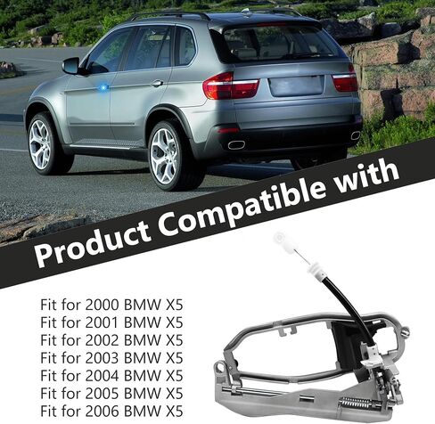 Front Driver Side Exterior Door Handle Left Door Carrier Handle Carrier Assembly Compatible with BMW E53 X5 3.0L 4.4L 4.6L 4.8L 2000 2001 2002 2003 2004 2005 2006 Replaces 51218243615 95316 in Saudi Arabia