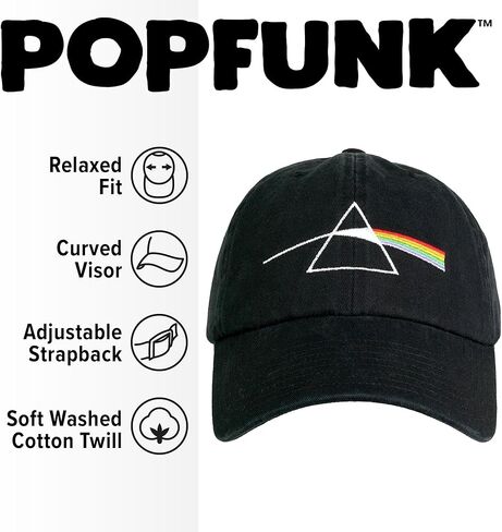 Popfunk الرسمي Pink Floyd Dark Side Prism Dad Hat - قبعة U18 القابلة للتعديل المريحة - للجنسين للرجال والنساء ، الأسود in Saudi Arabia
