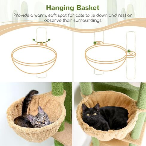 W66 TREE TREE TALL 66 بوصة برج القط الحديث للقطط الداخلية جمالية شجرة القط مع 4 وظائف الخدش ، 5 وسائد قابلة للإزالة قابلة للغسل ، أثاث القط in Kuwait