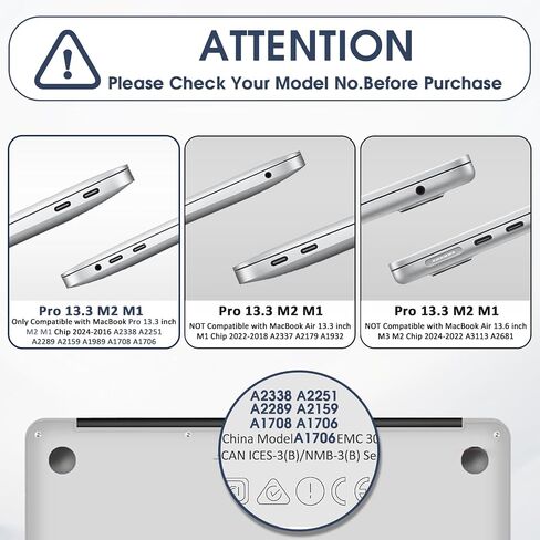 بالنسبة إلى MacBook Pro 13 Inch Case 2025-2023 M2 2022-2016 M1 A2338/A2289/A2251/A2159/A1989/A1708/A1706 ، غلاف قشرة صلبة قوية مع الشاشة ولوحة المفاتيح شريط اللمس/الأزرق ، in Kuwait
