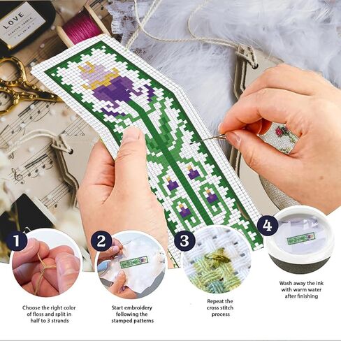 INFUNLY 6pcs DIY Lamb Cross Stitch Bookmark Kits for Adults Beginner 2.4''x7.9'' Sheep Stamped Embroidery Bookmark Kit with Instruction Printed Cute Animal Embroidery Bookmark Set for Book Lovers in Saudi Arabia