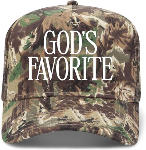 God's Favorite Camo Mesh Back Trucker Hat | Premium Snapback Baseball Hat for Men & Women in Kuwait