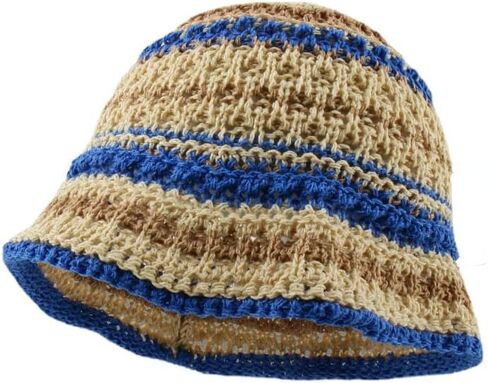 Y2k Beanie for Women Crochet Bucket Hats Men Stripes Beanies Cloche Hat Handmade Warm Knitted Fishing Hats in Kuwait