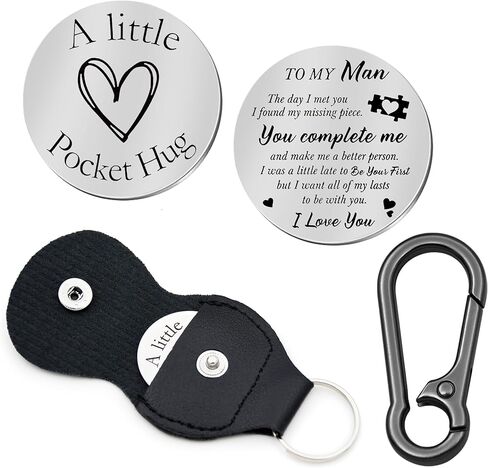 Pocket Hug Token Double Sided Engraved Inspirational Gift Leather Keychain Keepsake for MenWomen in Kuwait