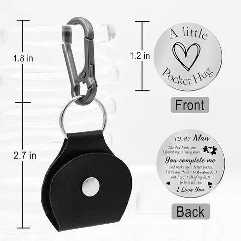 Pocket Hug Token Double Sided Engraved Inspirational Gift Leather Keychain Keepsake for MenWomen in Kuwait
