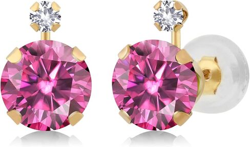 GEM Stone King 14k ared arics quaring arcons round pink moissanite وخلق الياقوت الأبيض (1.68 cttw) in Saudi Arabia