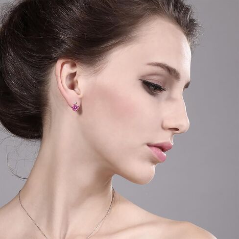 GEM Stone King 14k ared arics quaring arcons round pink moissanite وخلق الياقوت الأبيض (1.68 cttw) in Saudi Arabia