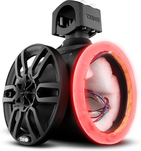 DS18 HYDRO NXL -X6TP/BK.NS 6.5 "جراب البرج البحري مع RGB LED LID مكبرات الصوت المتكاملة مع شواية لصوت السيارات ، البحرية ، UTV ، نظام الصوت ATV - لا مكبرات صوت - أسود - أسود in Saudi Arabia