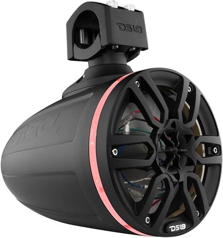 DS18 HYDRO NXL -X6TP/BK.NS 6.5 "جراب البرج البحري مع RGB LED LID مكبرات الصوت المتكاملة مع شواية لصوت السيارات ، البحرية ، UTV ، نظام الصوت ATV - لا مكبرات صوت - أسود - أسود in Saudi Arabia
