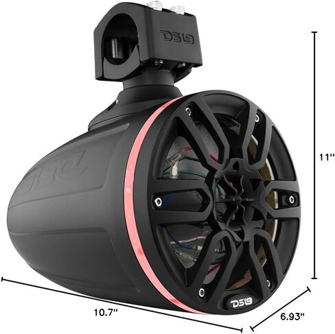 DS18 HYDRO NXL -X6TP/BK.NS 6.5 "جراب البرج البحري مع RGB LED LID مكبرات الصوت المتكاملة مع شواية لصوت السيارات ، البحرية ، UTV ، نظام الصوت ATV - لا مكبرات صوت - أسود - أسود in Saudi Arabia
