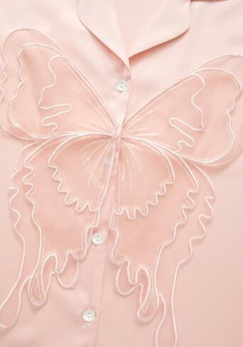 Brosloth Womens Silk Pajamas Long Ruffle Sleeve Satin Pajama Set Butterfly Button Up Cute Pj Sets in Kuwait