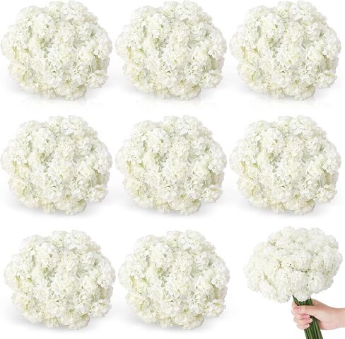 72 PCS الزهور الاصطناعية ذات الكوبية البيضاء ، باقة زهرية مستديرة للديكور المنزلي ، الزفاف ، الحفلات ، والزينة الموسمية ، الزهور المزيفة الواقعية للقطاعات المركزية ، الممر ، وترتيبات الطاولة in Kuwait