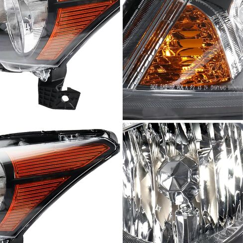 Pair of Headlights Assembly Compatible with 2008 2009 2010 2011 2012 Honda Accord Black Housing Clear Halogen Headlamps Driver and Passenger Side in Saudi Arabia