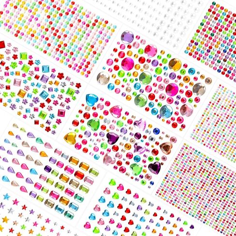 3228pcs ملصق راينستون ، ملصقات جوهرة الراينستون للحرف اليدوية اللاصقة ، عصا على الأحجار الكريمة واللآلئ لمكياج الوجه دييك in Saudi Arabia