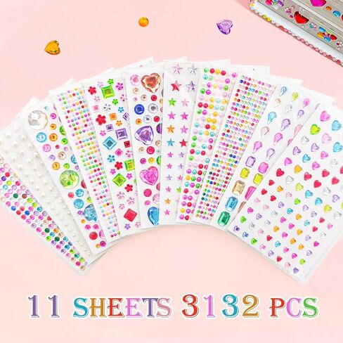 3228pcs ملصق راينستون ، ملصقات جوهرة الراينستون للحرف اليدوية اللاصقة ، عصا على الأحجار الكريمة واللآلئ لمكياج الوجه دييك in Saudi Arabia