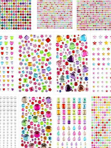 3228pcs ملصق راينستون ، ملصقات جوهرة الراينستون للحرف اليدوية اللاصقة ، عصا على الأحجار الكريمة واللآلئ لمكياج الوجه دييك in Saudi Arabia
