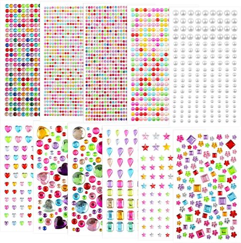 3228pcs ملصق راينستون ، ملصقات جوهرة الراينستون للحرف اليدوية اللاصقة ، عصا على الأحجار الكريمة واللآلئ لمكياج الوجه دييك in Saudi Arabia