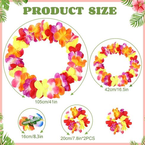 Gejoy 7 PCS Hawaiian Luau Hula Grass Skirt with Flower Costum in Kuwait