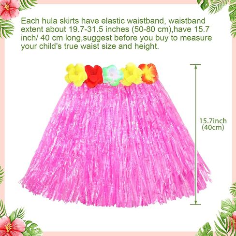 Gejoy 7 PCS Hawaiian Luau Hula Grass Skirt with Flower Costum in Kuwait