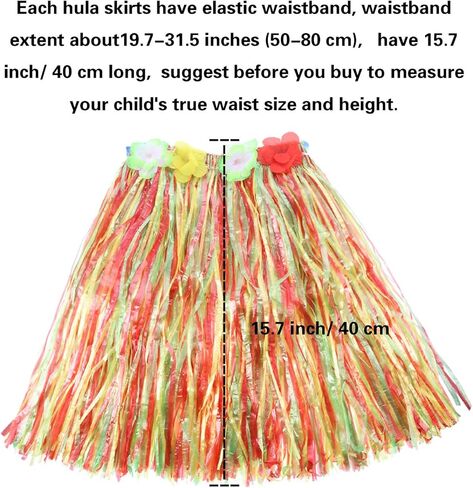 Gejoy 7 PCS Hawaiian Luau Hula Grass Skirt with Flower Costum in Kuwait