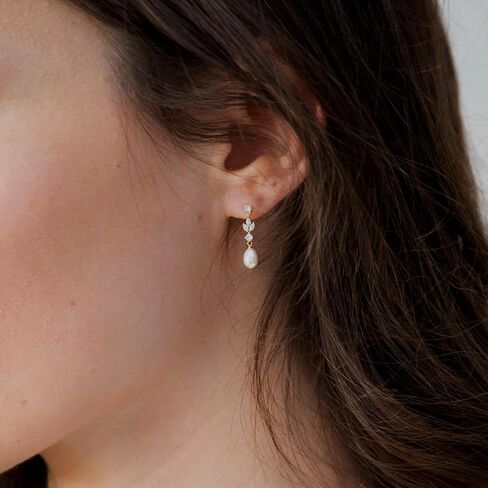 أقراط ذهبية للنساء ، 14 كيلو بايت مطلي بالذهول من اللؤلؤ داكن ، وثيقات جولد جولد ، وأقراط الطفون ، والقيادة الصغيرة ، قرط ، أقراط الزفاف للنساء ، وعروس عريس ، الهدايا المجوهرات in Kuwait