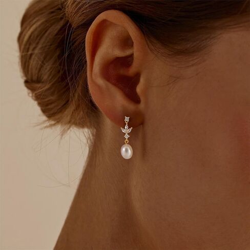 أقراط ذهبية للنساء ، 14 كيلو بايت مطلي بالذهول من اللؤلؤ داكن ، وثيقات جولد جولد ، وأقراط الطفون ، والقيادة الصغيرة ، قرط ، أقراط الزفاف للنساء ، وعروس عريس ، الهدايا المجوهرات in Kuwait