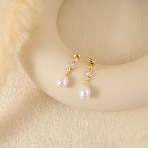 أقراط ذهبية للنساء ، 14 كيلو بايت مطلي بالذهول من اللؤلؤ داكن ، وثيقات جولد جولد ، وأقراط الطفون ، والقيادة الصغيرة ، قرط ، أقراط الزفاف للنساء ، وعروس عريس ، الهدايا المجوهرات in Kuwait