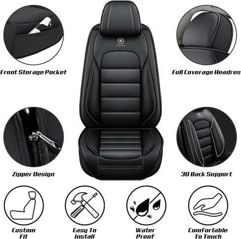 Front Set for Dodge Durango Seat Covers 2000-2025, Waterproof Nappa Leather Car Seat Protector, Anti-Slip & Comfortable Car seat Cover (Black) in Saudi Arabia